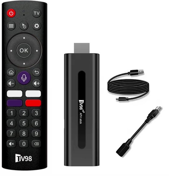 8K Multimedia Player - Android 14 Smart TV Box - 2GB RAM - Inclusief 16GB + Engelstalige handleiding + Afstandsbediening + Type-C kabel + HDMI-kabel - Type-C kabel - Met WiFi