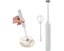 Elektrische Melkopschuimer - Drankmixer Opschuimer - Koffie Maken - Drie Snelheden - 28.5 cm - Wit