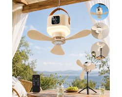 Lapamax Camping Ventilator met LED Verlichting Ø24cm – 7200mAh Oplaadbare Accu – Tent Ventilator met Afstandsbediening en Timer – 4 Snelheden & 3 Lichtstanden – Stille DC Motor – ventilator camper Voor Tent, Caravan, Camper en Overkapping – Geel