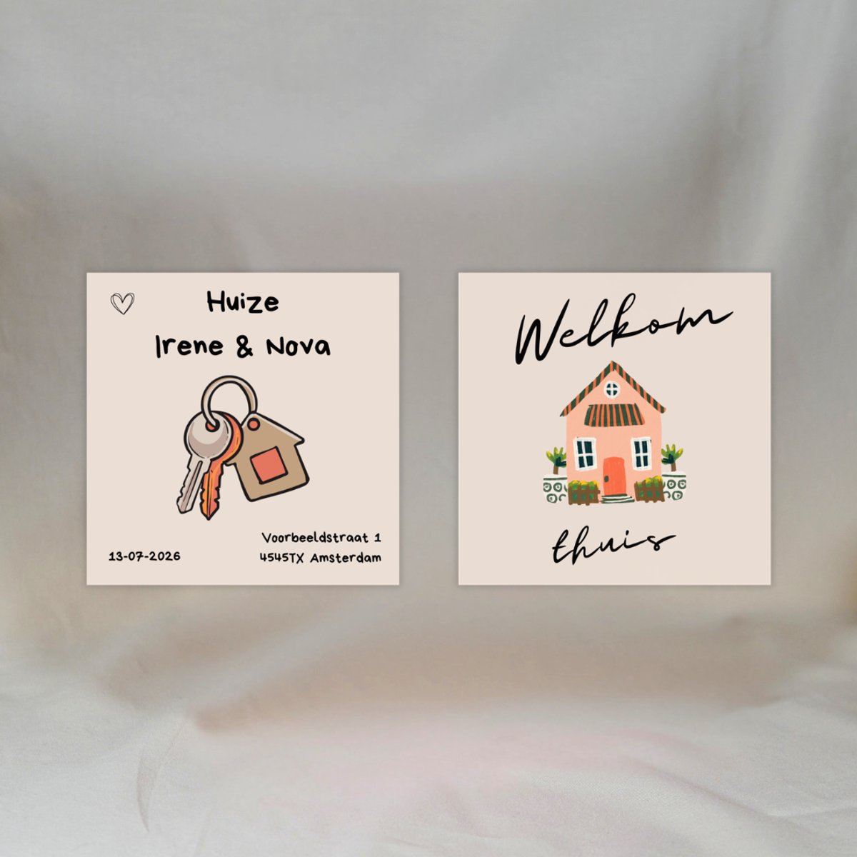 Housewarming cadeau - 2x Gepersonaliseerde magneten - Origineel house warming cadeau - Magneten met eigen naam en eigen adres - Housewarming cadeau kleinigheidje - 5x5 - Magneet