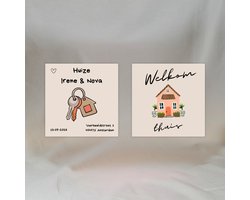 Housewarming cadeau - 2x Gepersonaliseerde magneten - Origineel house warming cadeau - Magneten met eigen naam en eigen adres - Housewarming cadeau kleinigheidje - 5x5 - Magneet