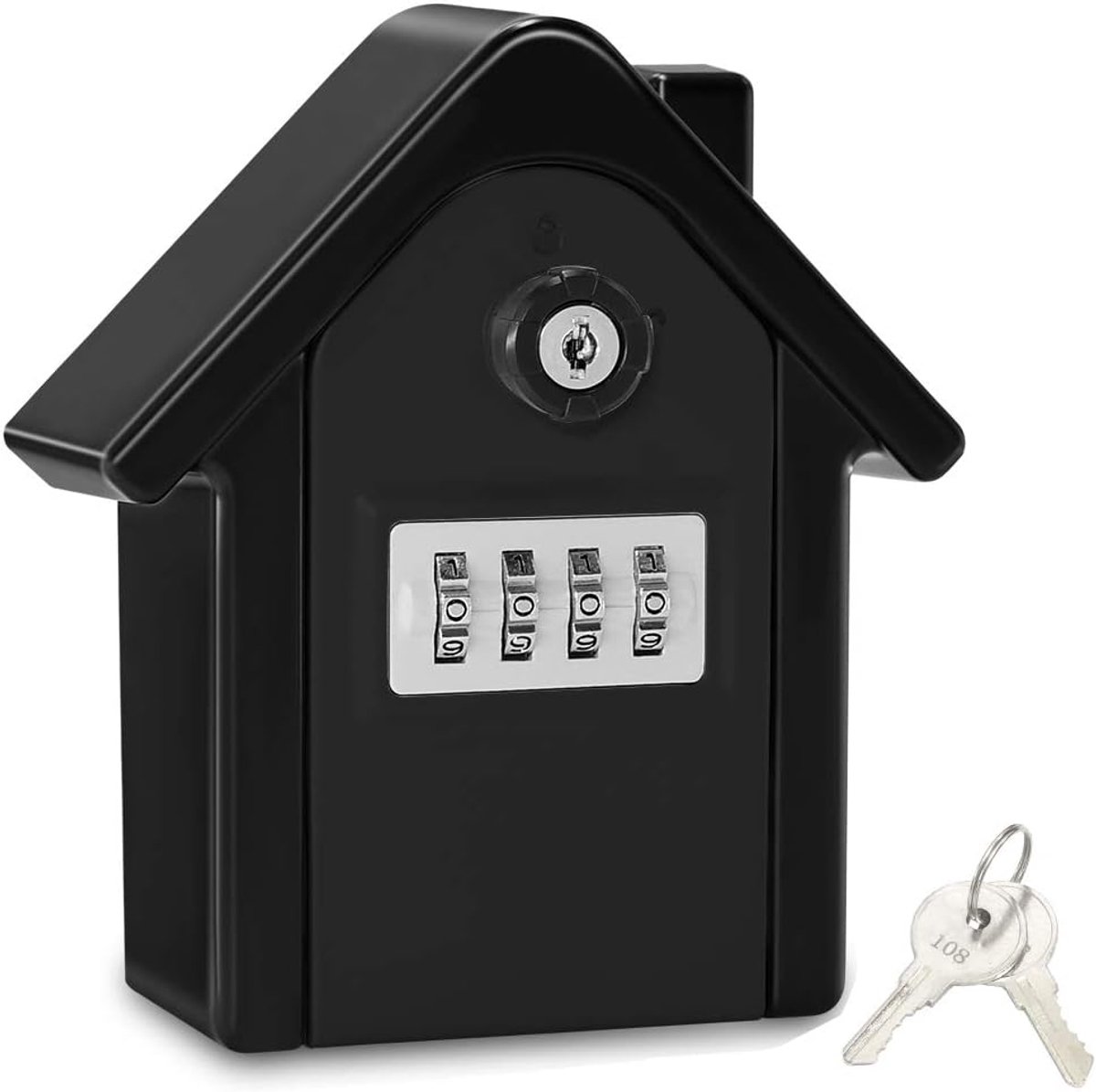 Veilige muursleutelkast – sleutelkast met numerieke code & noodsluitingen – grote XL-sleutelkluis – buitensleutelkast voor thuis, kantoor, fabriek, garages (zwart).