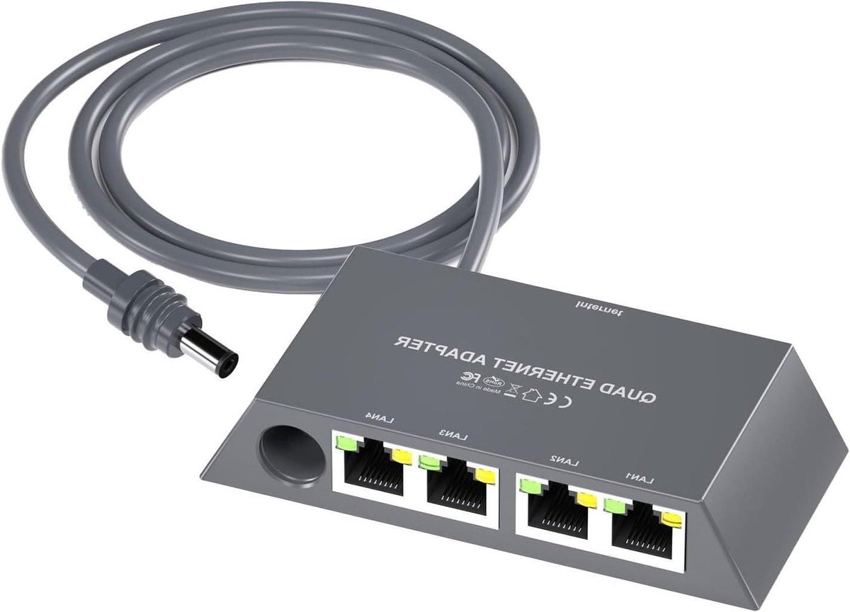 Ethernet Adapter - Netwerk Splitter - Meerdere Apparaten Verbinden - 4 Gigabit Poorten - 20 x 15 x 4 cm