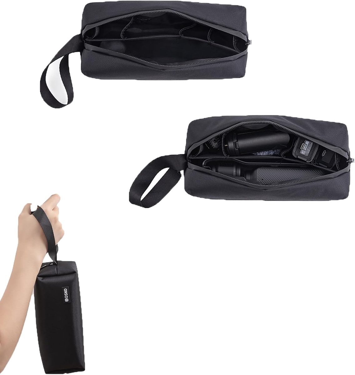 Draagbare sportcamera tas voor DJI Osmo Pocket 3 en Osmo Action 4, ideaal voor opslag van camera, accu, filters en accessoires, zwart