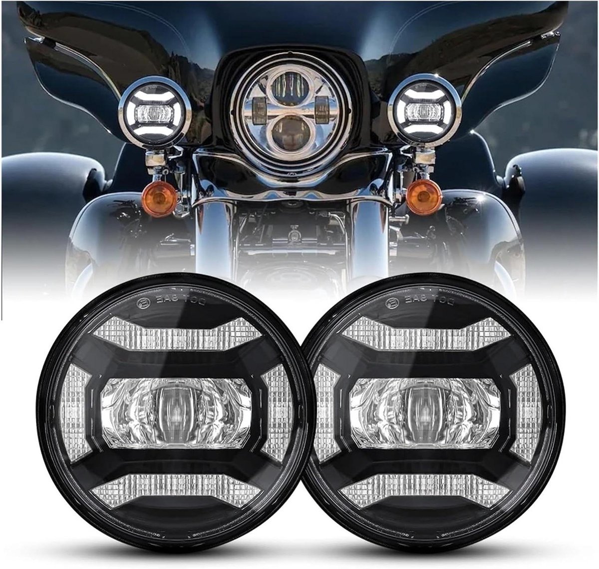 Motorfietskoplamp LED - Projector Rijlamp Mistlamp - Motor Verlichting - IP67 Waterdicht Ontluchtingsventiel - 45 Inch - Zwart
