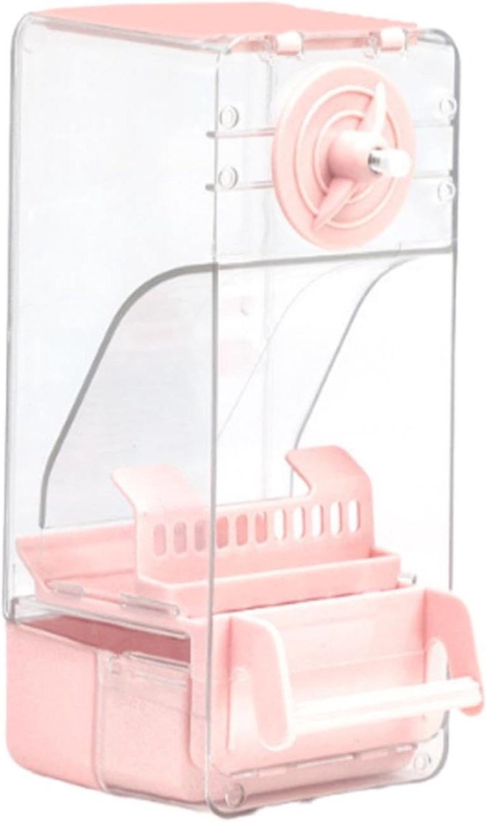 Vogelvoederbak - Vogel voerdispenser - Vogels voeren - Eenvoudig navulsysteem - 9.5 x 10.5 x 20.5 cm - Roze en Groen