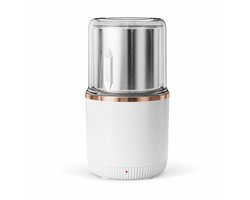 Gloovon® Elektrische Koffiemolen & Kruidenmolen - 150W - RVS 304 - Droog, Nat & Oliehoudend Malen - 220ml - Wit / Brons
