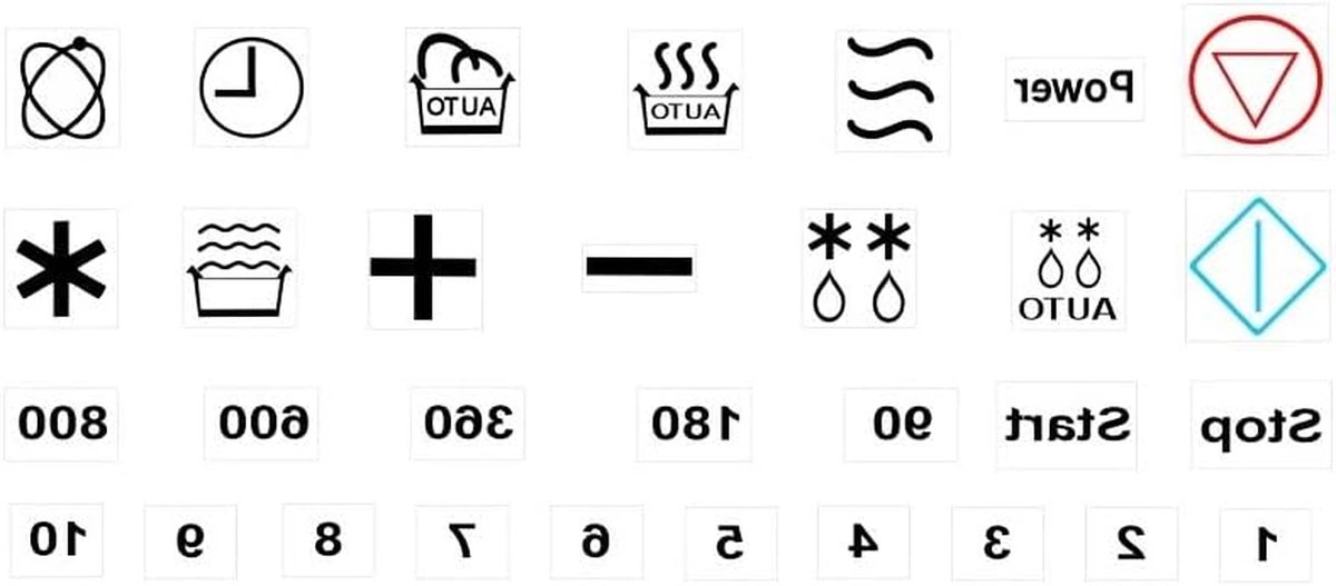 Magnetron Schakelaar Stickers - Symbool Markering - Keuken Gebruik - Verwijderbaar Zonder Resten - Smal Formaat - Wit