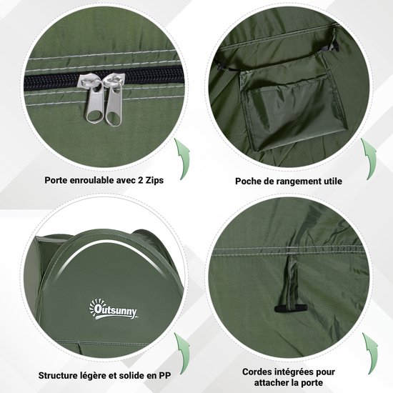 Pop-Up Douchetent, toilettent, draagbare omkleedtent, groene campingtent, mobiele kleedcabine, waterdicht, inkijkbescherming, uv-bescherming, ideaal voor wandelen, kamperen en strand van POP — afbeelding 2