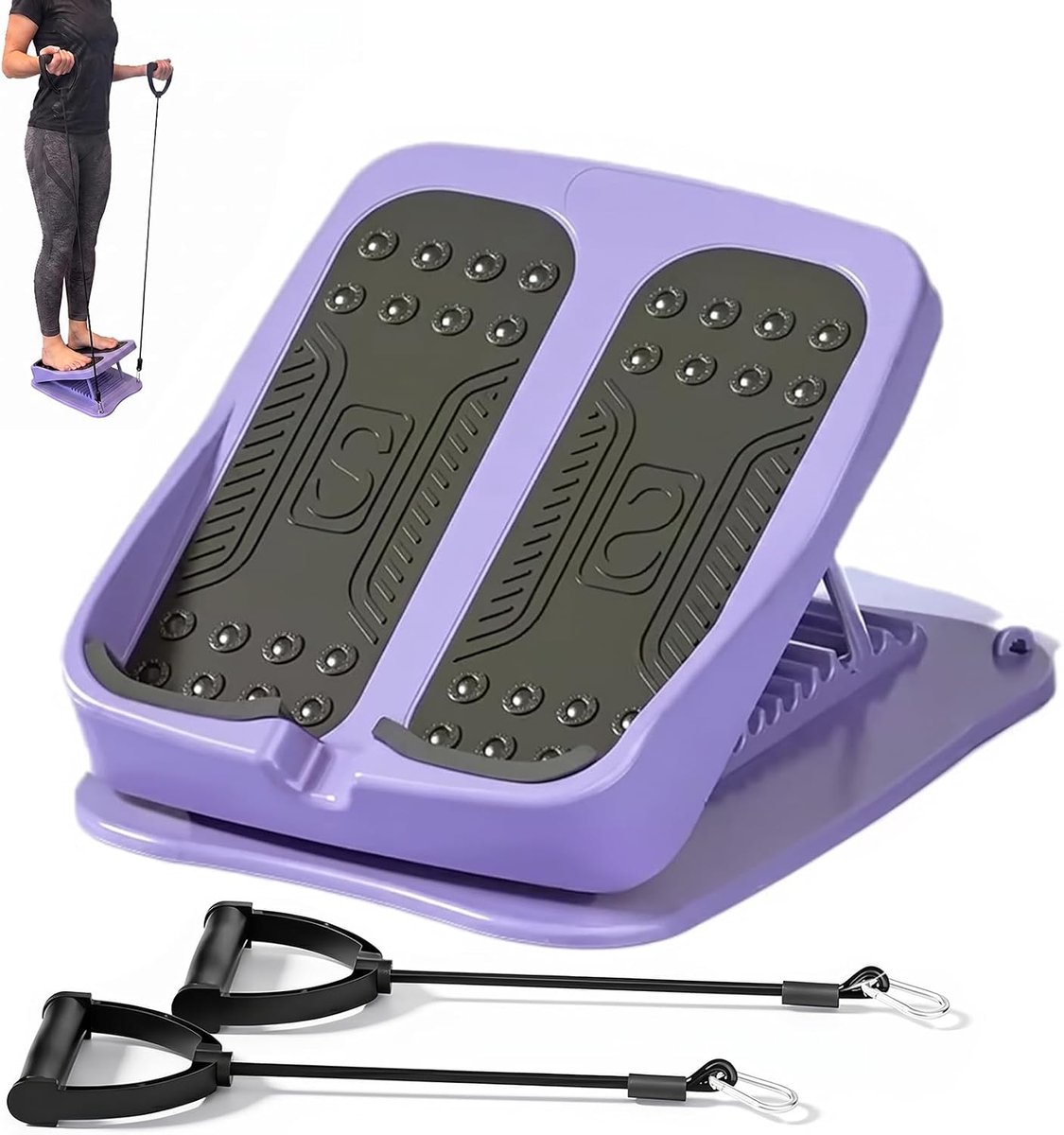 Slant Board for Calf Stretching, 9-Level with 2 Resistance Bands | Incline Board, 9-Level Adjustable, 300lbs Capacity, Non-Slip, Portable, Squats, Plantar Fasciitis, Physical Therapy