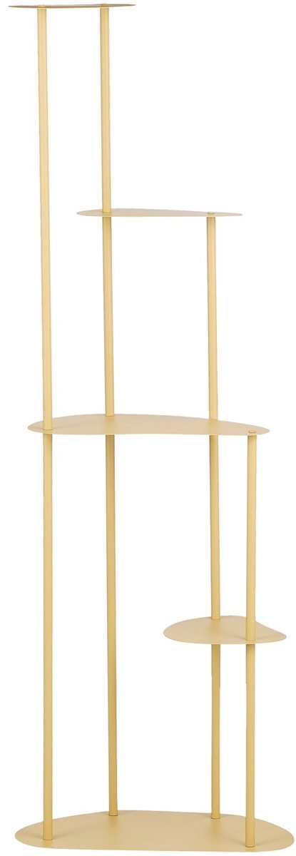 Mica Decorations Fonda Plantenstandaard - Plantentafel voor Meerdere Planten - Plantenrek Metaal Industrieel - Stijlvol voor Binnen - 47,5x27x140 cm - Lichtgeel