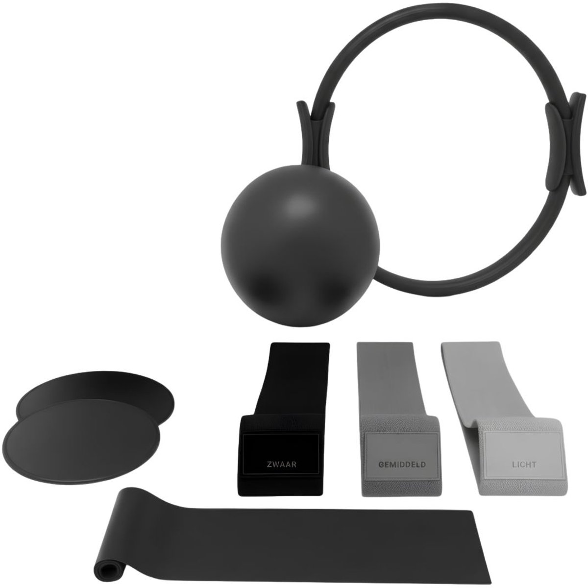 JCP® Pilates Bal - Pilates Ballen - Fitness Set voor Thuis Workout - Zwart/Grijs - 41cm x 39cm x 5cm