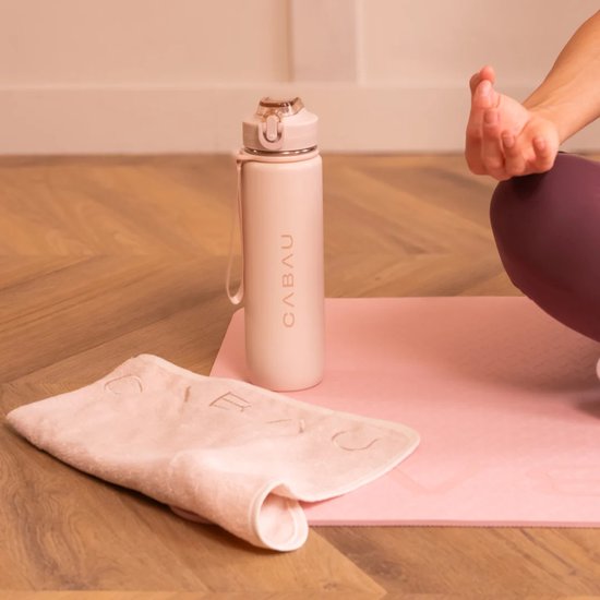 Cabau - Bloom Towel - Beige - Zachte Sporthanddoek van 100% Katoen - Sneldrogend & Absorberend met Ritsvakje - Voor Yoga, Pilates & Elke Workout - 80x40 cm van cabau — afbeelding 2