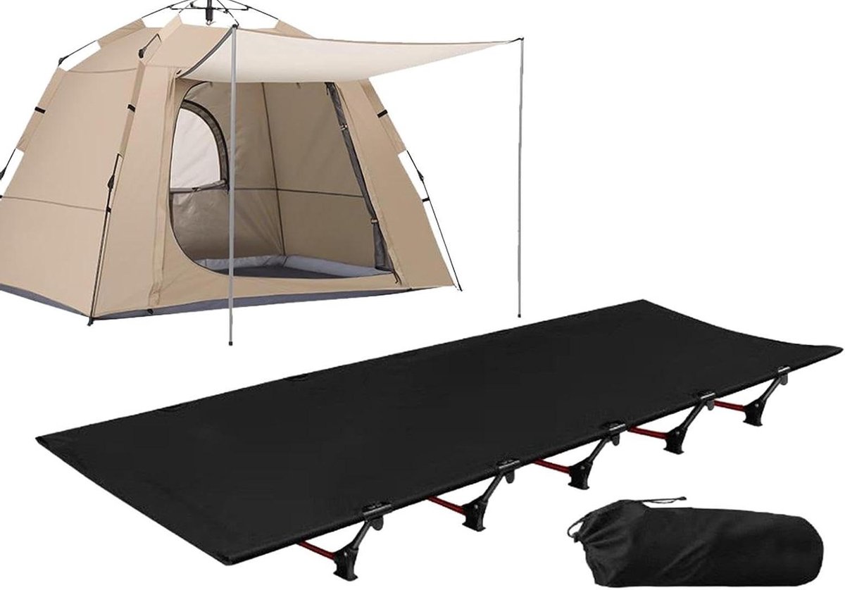 Kampeerbed - Draagbare slaapmatras - Buitenactiviteiten - Snelle montage - 192 x 65 x 16 cm - Zwart