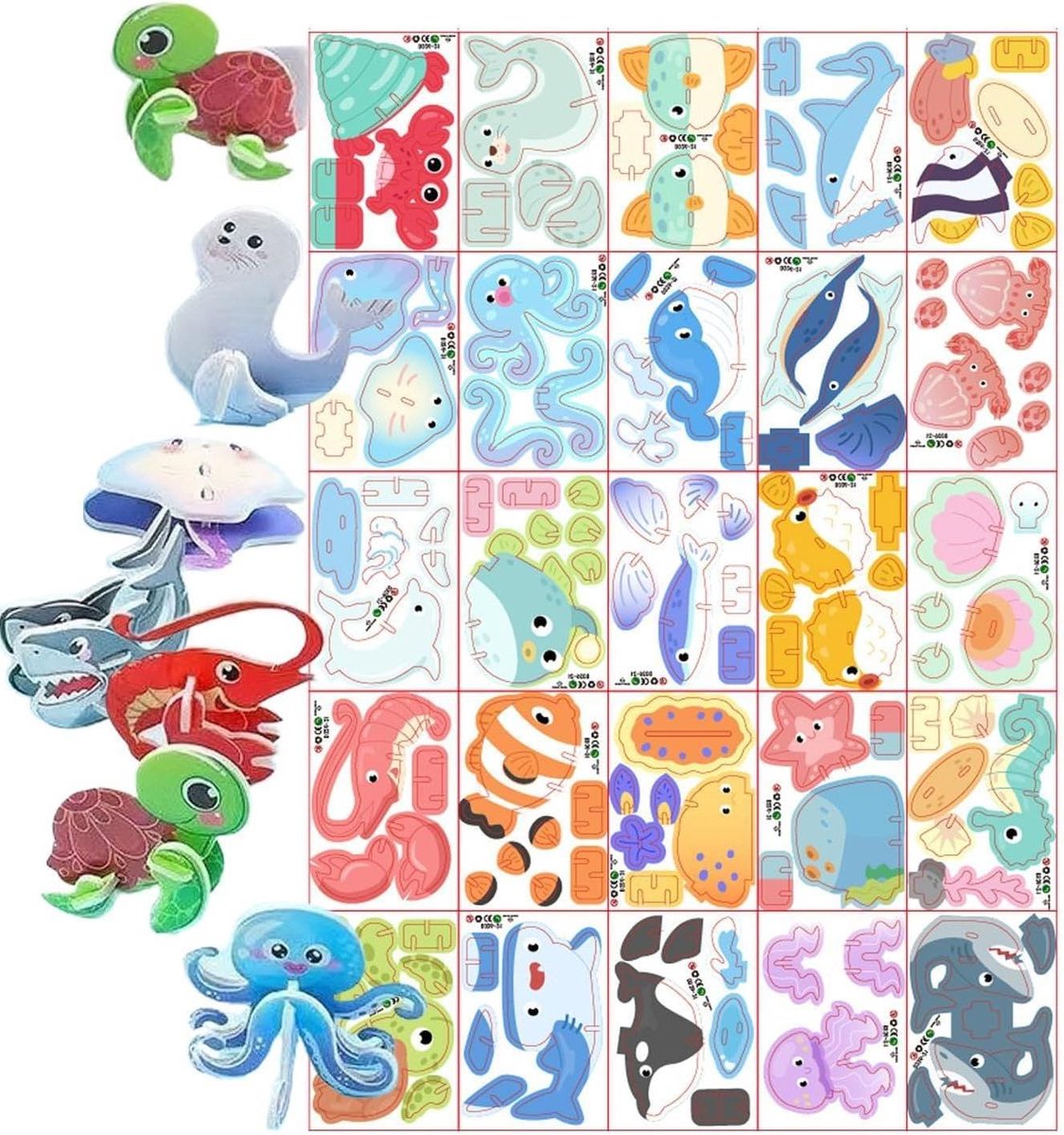 3D Puzzel Dieren - Educatieve Puzzel - Creatief Bouwen - Zonder Lijm - 25 Modellen - Oceaan