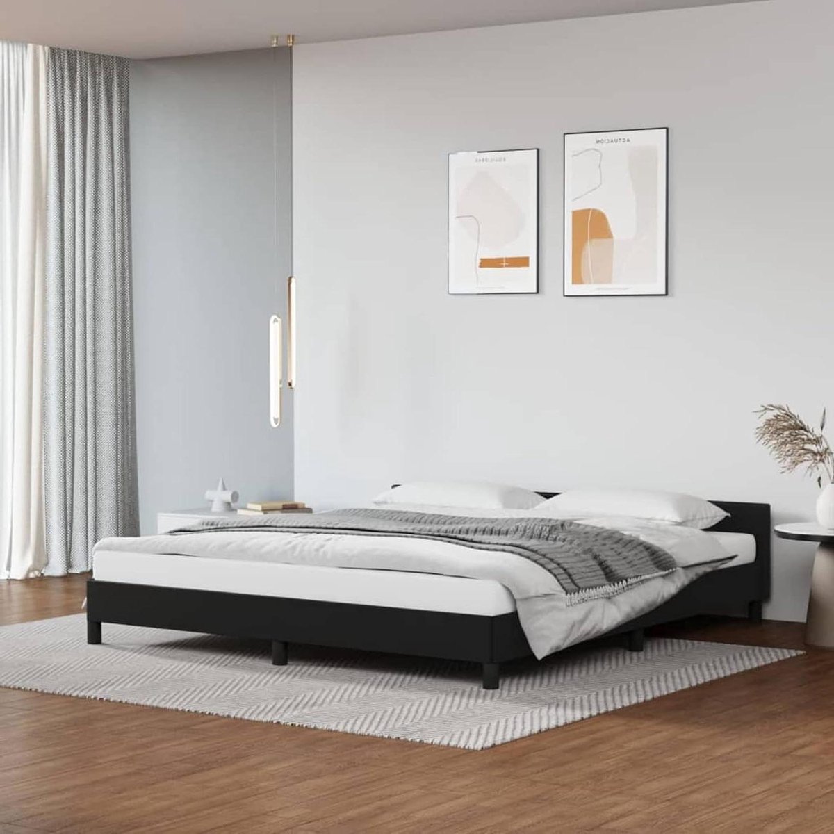 Bedframe met hoofdeinde - Bedbasis Slaapkamerbed - Goede nachtrust - Verstelbaar hoofdeinde - 160 x 200 cm - Zwart