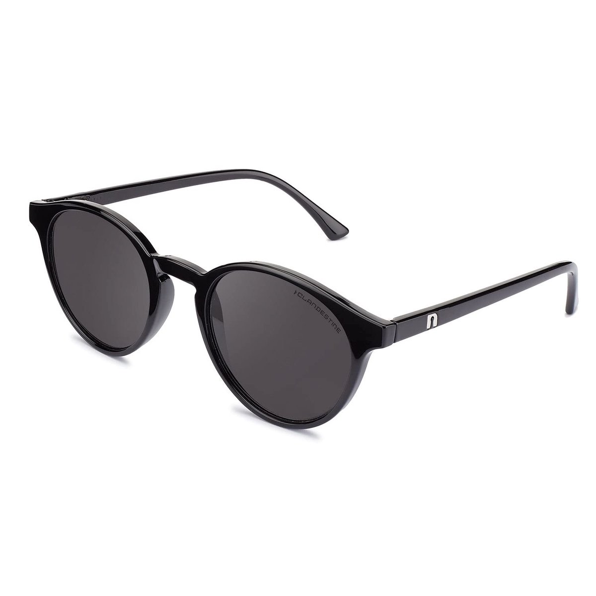 SnelShoppen - Clandestine Ronde Zonnebril voor Heren en Dames - Nylon HD, Zwart, UV-bescherming, Ideaal voor Feest, Strand, Vakantie, en Dagelijks Geb
