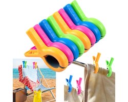 8 stuks - Grote strandhanddoekclip - Winddicht en stevig ontwerp - Handdoekgesp - Zitclip - 6,8*9,4 cm - Voor gebruik met strand- en zwembadstoelen - Geel, blauw, groen, rood