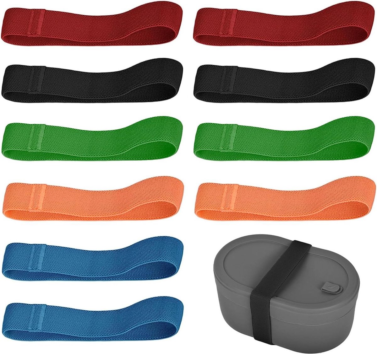 10x Lunchbox -elastieken voor buiten - Lunchbox -elastieken - Elastische Band voor Bento Box - bevestigingsriemen - Afdichtbanden voor bento-box - Bevestigingsriemen voor bento lunchbox - Voor school, werk, outdoor, camping, picknick