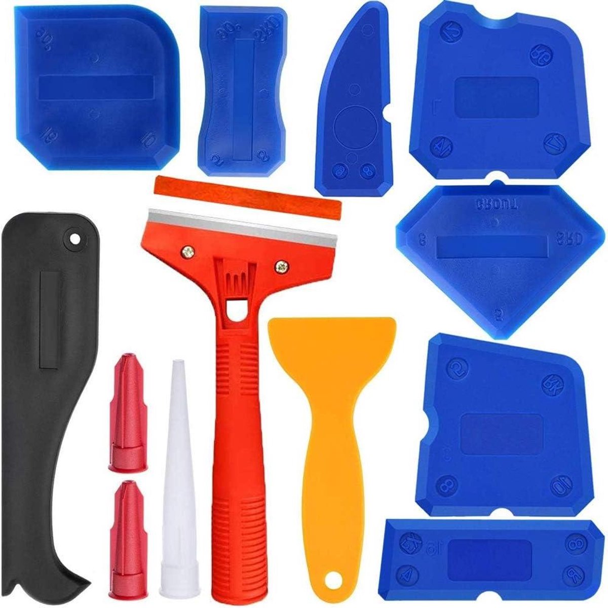 Kitverwijderaar Set - Kitgereedschap Voegen - Kit Aanbrengen Afwerken - 13-delige Specialisatie - 0-28 mm - Grijs
