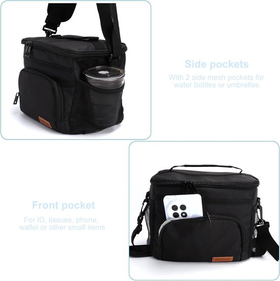 Kleine Koeltas 9L Vouwbare Lunchtas voor Voedsel, Ideaal voor Werk en Bouw, Met Schouderband — afbeelding 4