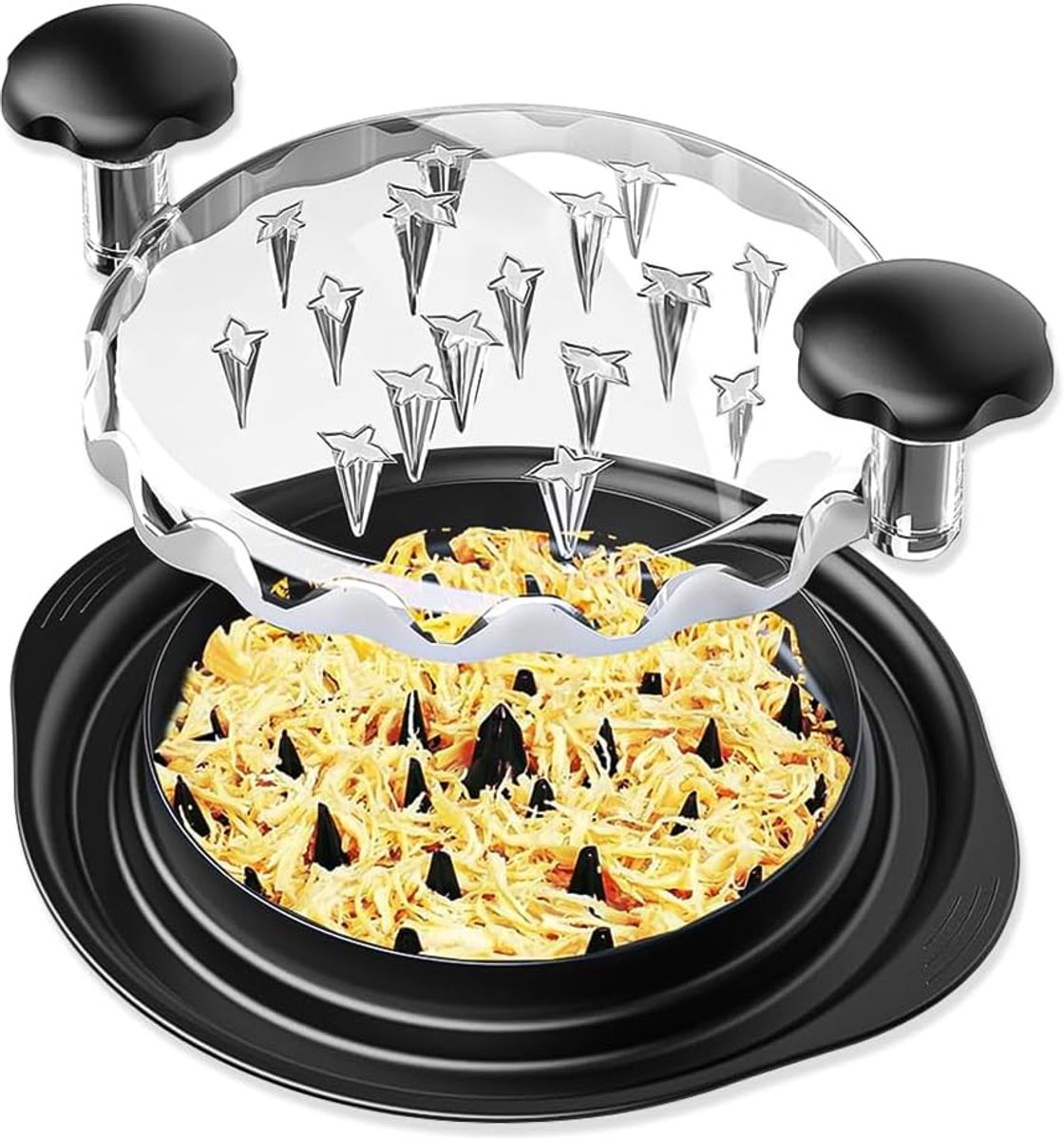 25 cm, ergonomische handgreep, BPA-vrij, kippenborsthakmolen zichtbaar, kippenkleiner, met transparant deksel, voor rundvlees, varken en kip