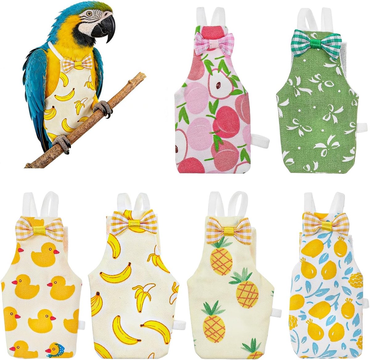 Vogelluier, 6 stuks herbruikbare papegaaienluiers met waterdichte binnenkant (medium) | Wasbare Papegaaienluiers voor Indoor Parkiet Lovebird Canary