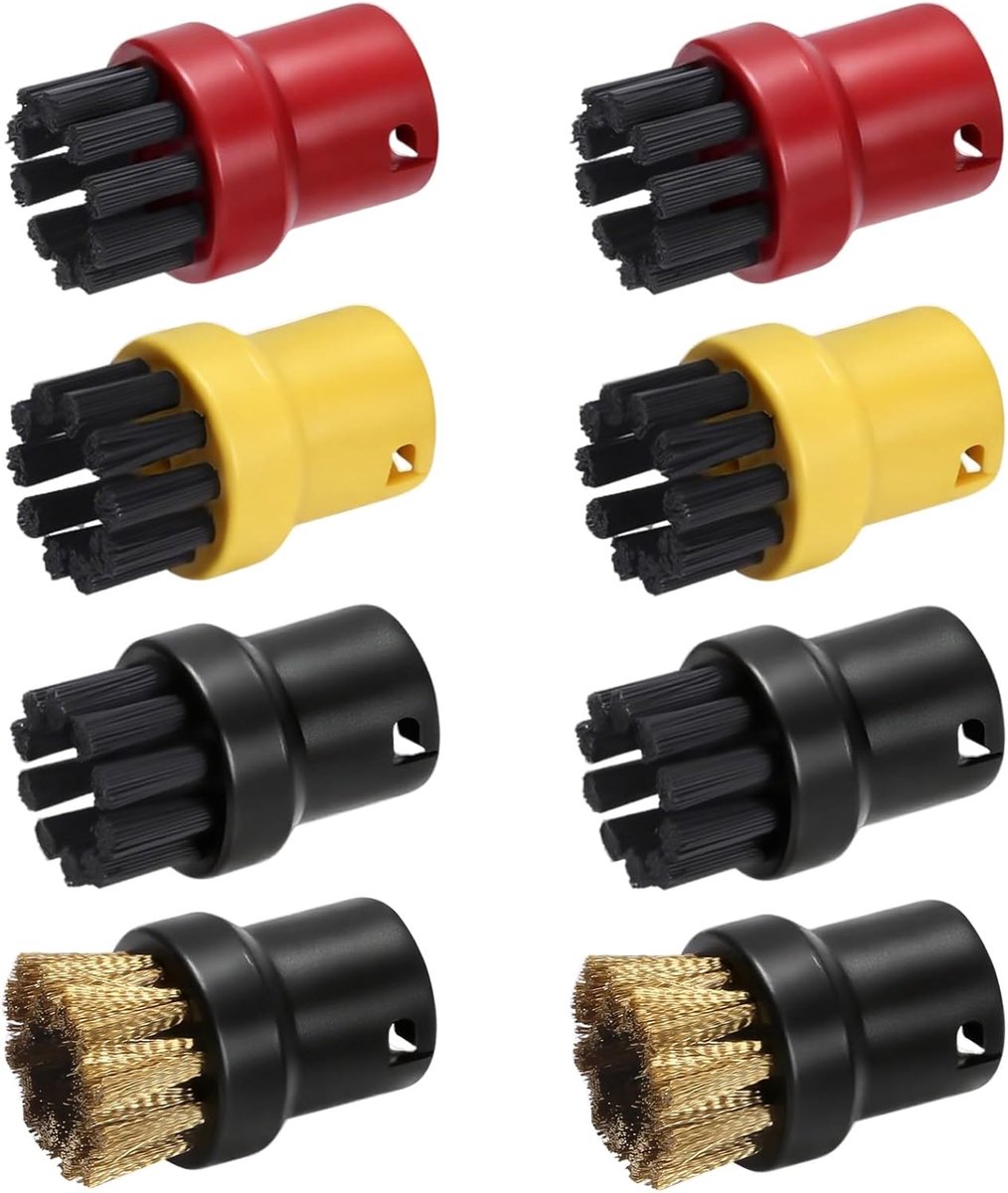 8 stuks stoomreinigers, accessoires, mondstukken, ronde borstels, sproeiers, ronde borstels, kookkers, stoomreiniger, accessoires, accessoires voor Kärcher Sc1, Sc2, Sc3, Sc4, Sc5, Easyfix, 8
