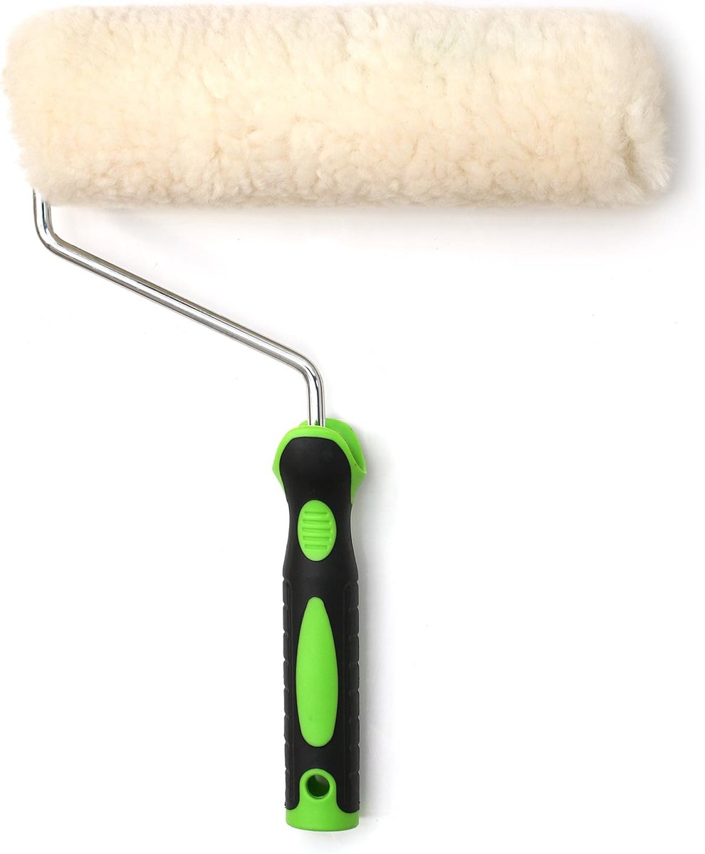 verfroller van lamsvel met 25 cm verfroller, op telescoopstang te bevestigen, middelruwe tot ruwe ondergronden, perfect voor muurverf, gevelverf, pleisterwerk