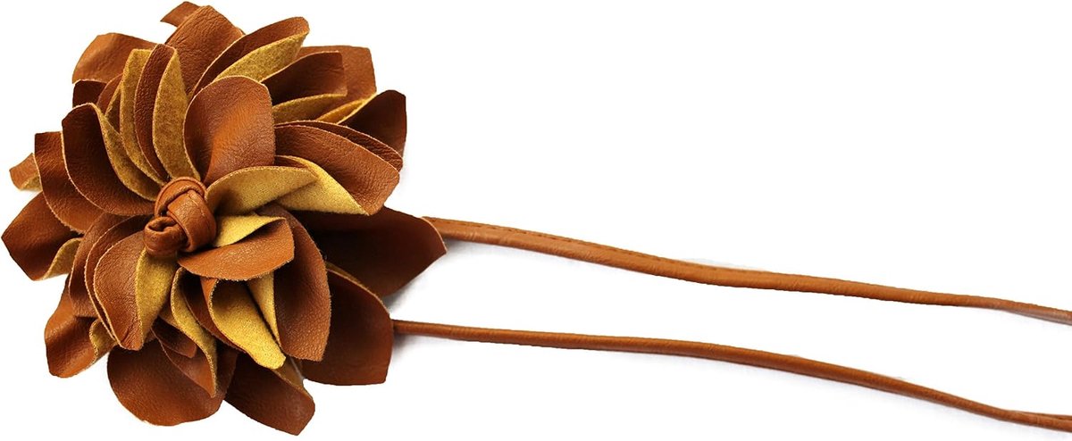 Riem Heupriem Wikkelriem Lederlook Met Extravagante Bloem Bruin Wg1