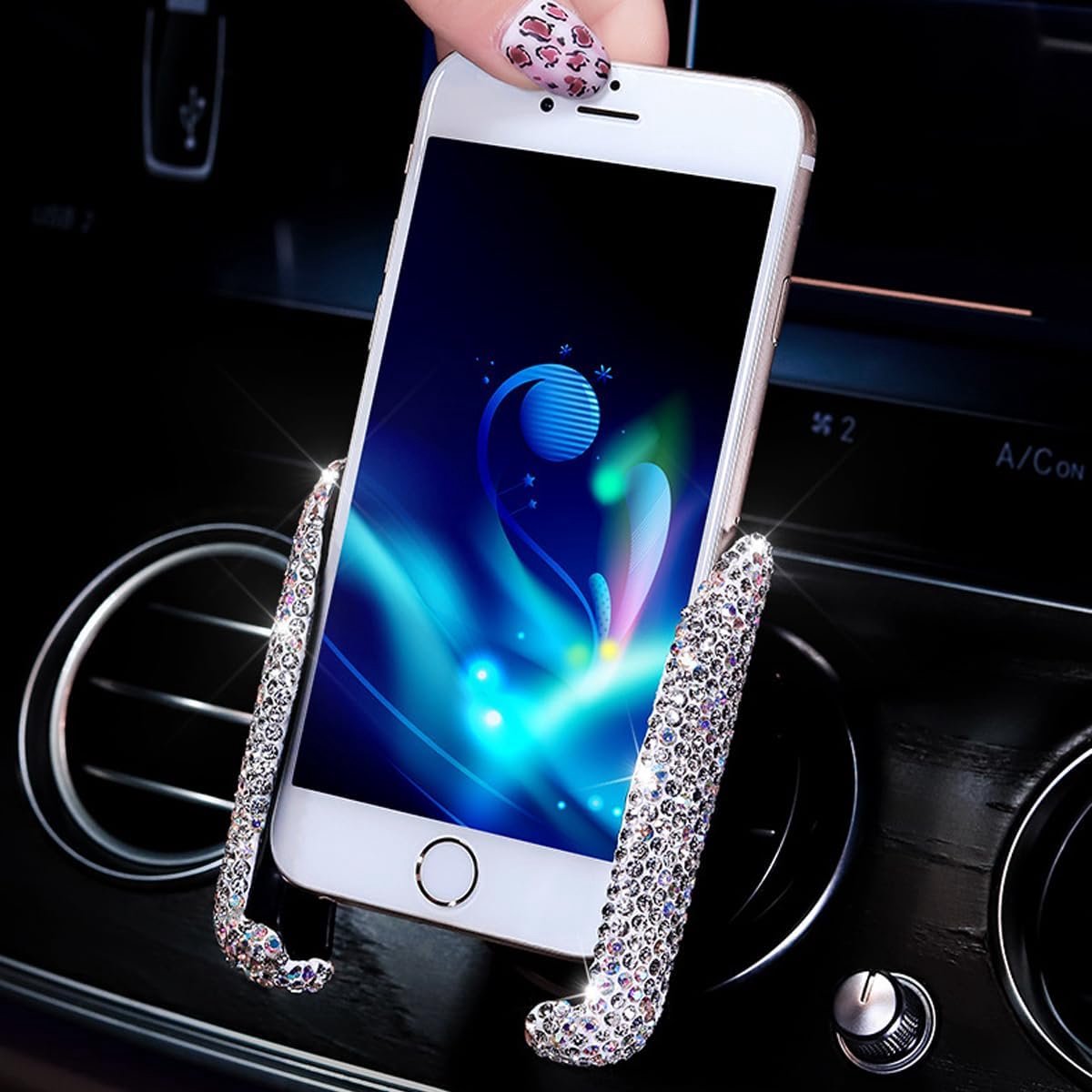 Mobielhouder 360 graden - met rhinestones - trendy design - perfect voor in de auto - ShopVlot