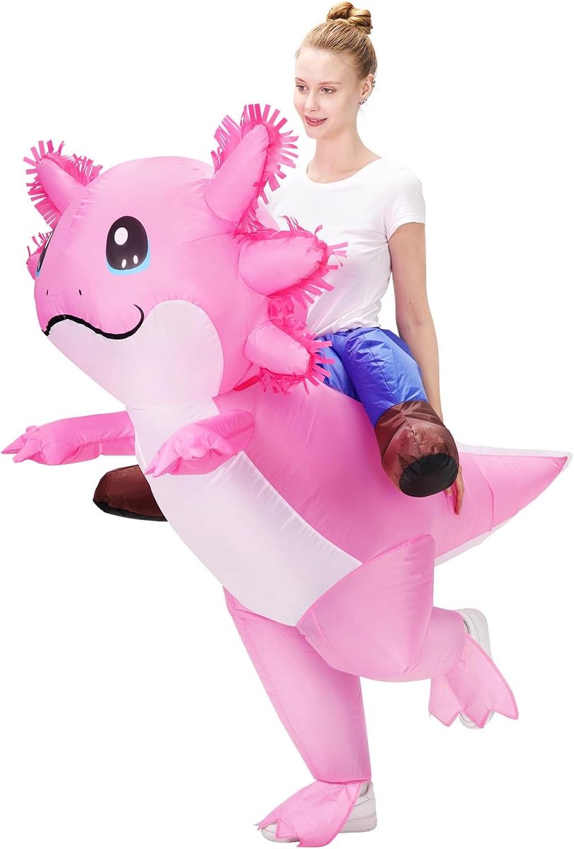 Opblaasbaar kostuum Axolotl voor volwassenen, mannen en vrouwen
