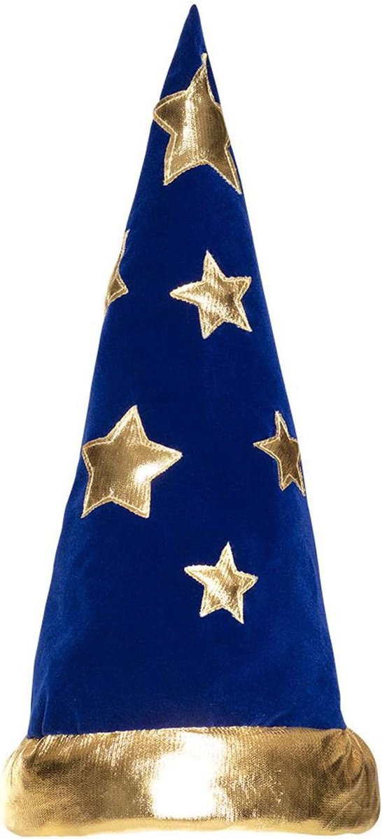 04228 - Hoed Tovenaar, blauw, gouden sterren, kinderen, sprookje