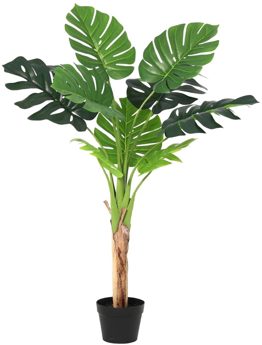 Trendyplants - Kunst Monstera Deliciosa - Gatenplant - Kunstplant - Hoogte 120cm - Potmaat Ø20cm