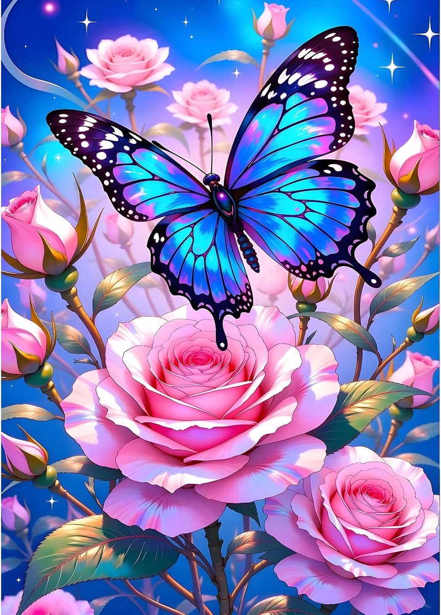 5D vlinder diamond painting kit voor volwassenen, beginners, roze