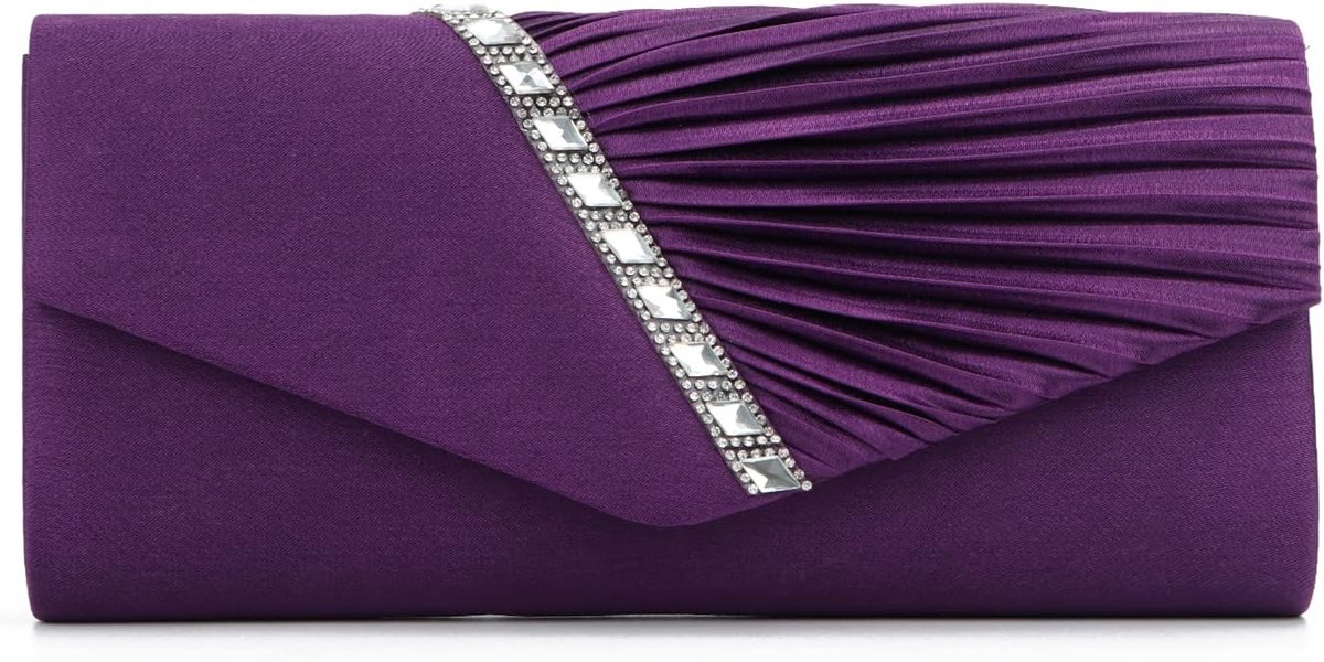 Satijnen met kristallen avondclutch, handtas voor dames, schoudertas