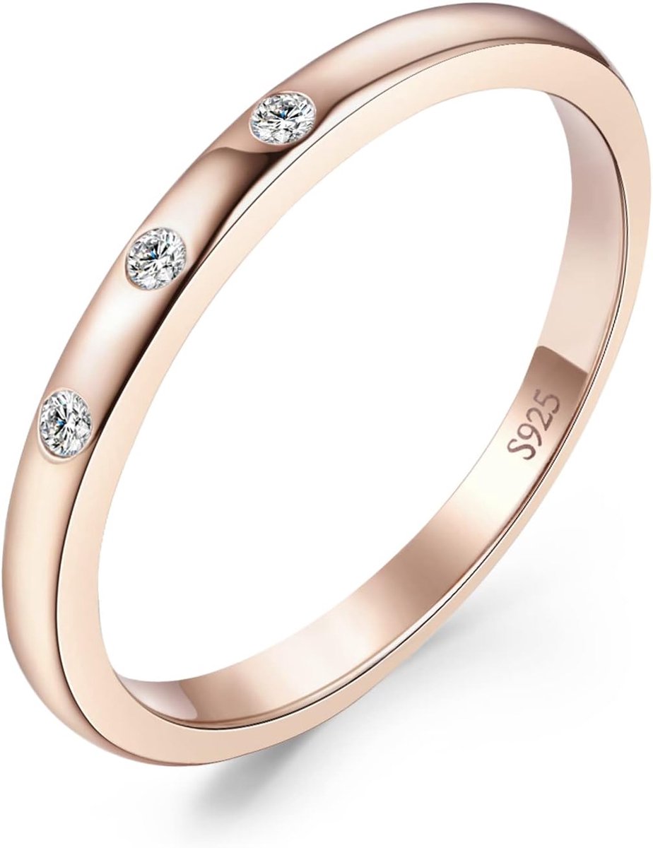 Ringen Zirkonia Zilver 925 Damesring, Witgoud, Roségoud, Geelgoud