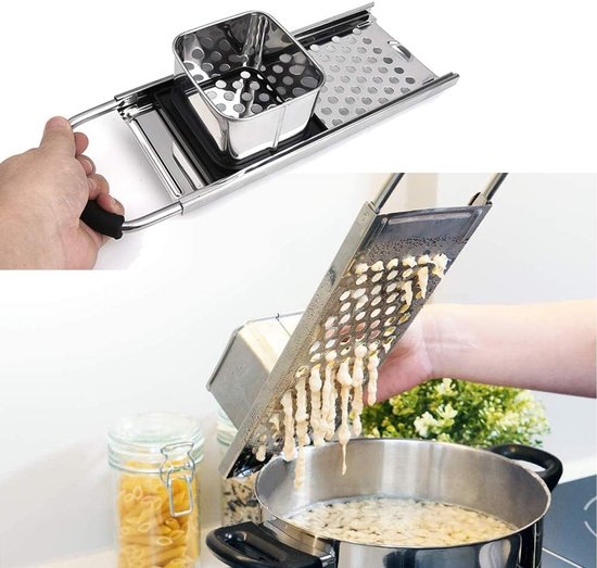 Stalen Spätzle-vliegtuigdeegwaren, Roestvrijstalen Spätzle, Spätzle-rasp en Deegschraperhandmatig Pasta-koken Bewerkt, met Spätzle Schraper, Afmetingen: 32.5 x 11 x 6.5 cm — afbeelding 2