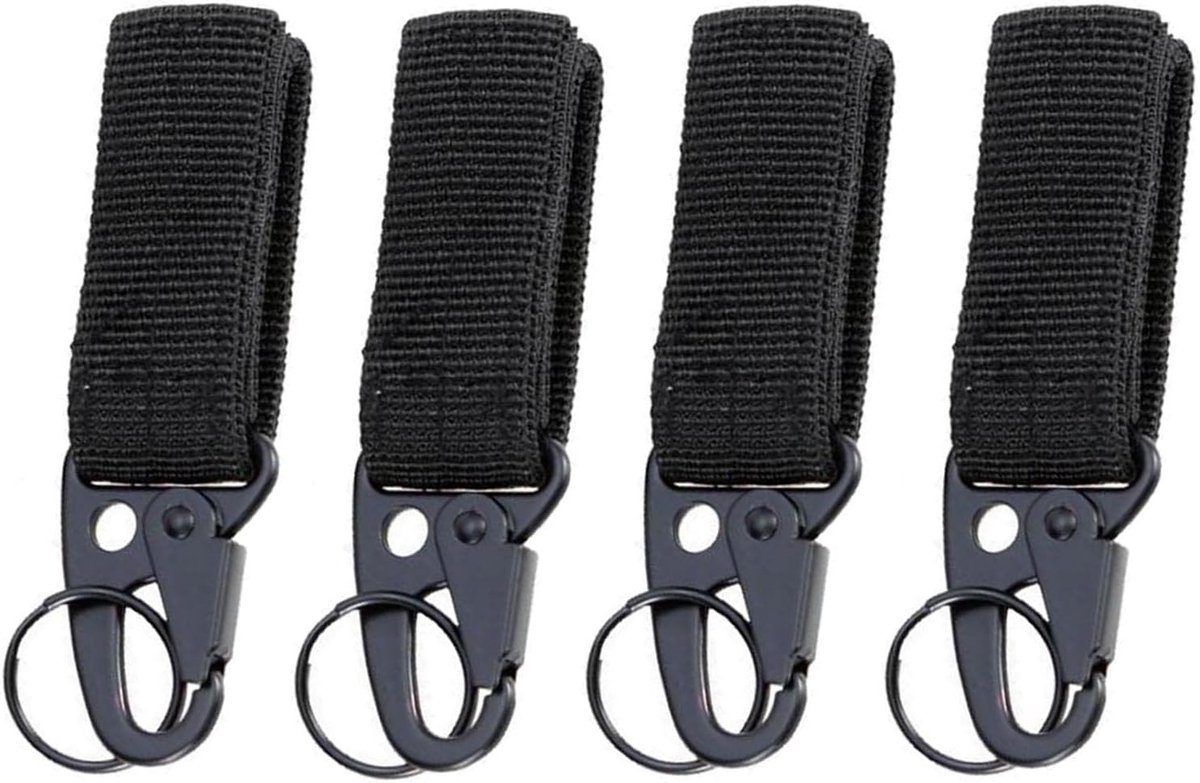 4 stuks tactische sleutelhangers, nylon, tactische gear karabijnclip