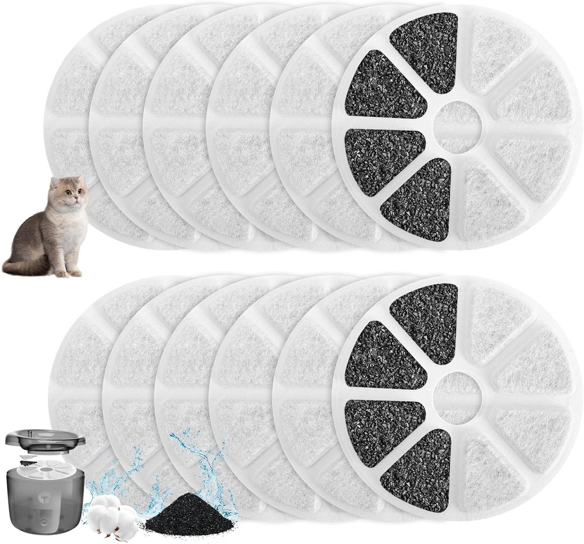 12 stuks kattenfonteinfilter voor Philips Paw3210/02 drinkfontein