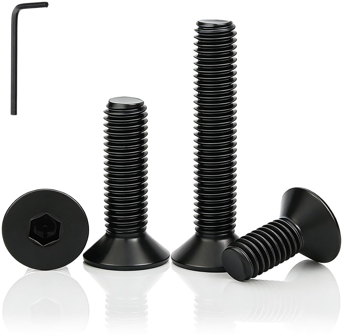 Set van 25 M4 x 8 mm verzonken schroeven met zeskantkop van koolstofstaal voor mechanisch gebruik, DIN 7991 / ISO 10642, ideaal voor meubels en constructies