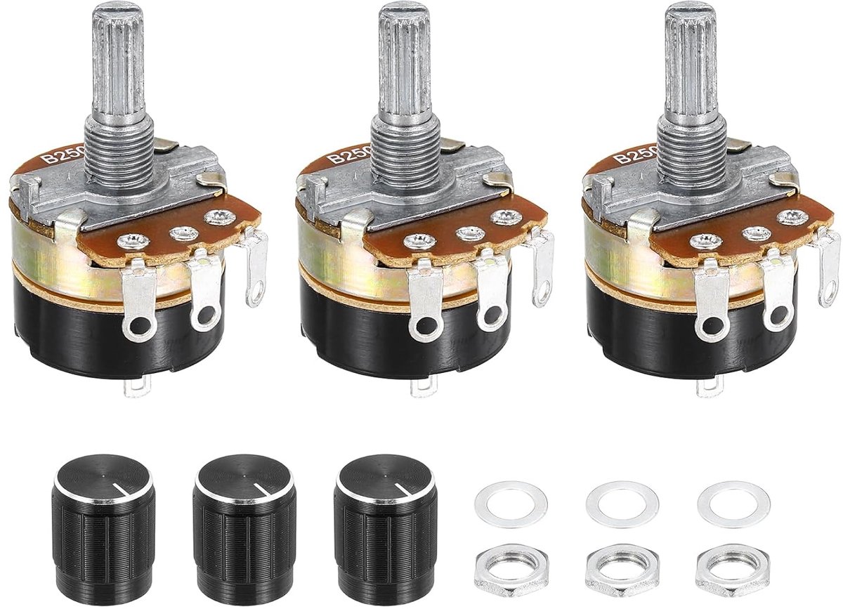 3 stuks 250 K Ohm potentiometer, 3 pinnen enkele lineaire digitale