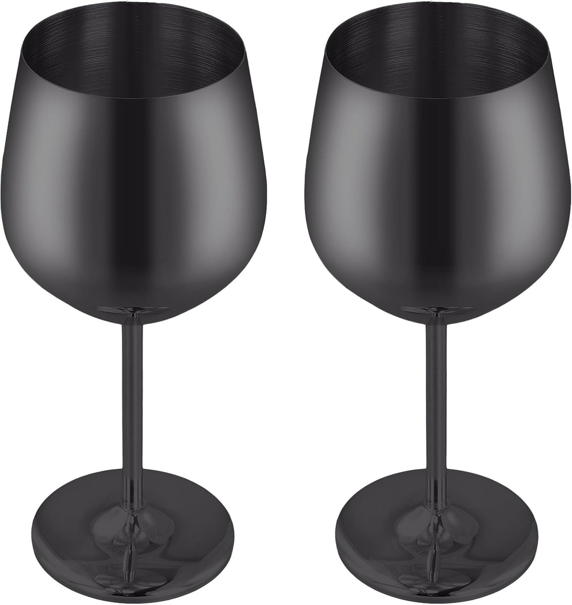 SnelShoppen - Set van 2 Onbreekbare Roestvrijstalen Wijnglazen 500 ml - Zwarte Cocktailglazen voor Feestjes, Camping, Buiten, Zwembad en Reizen