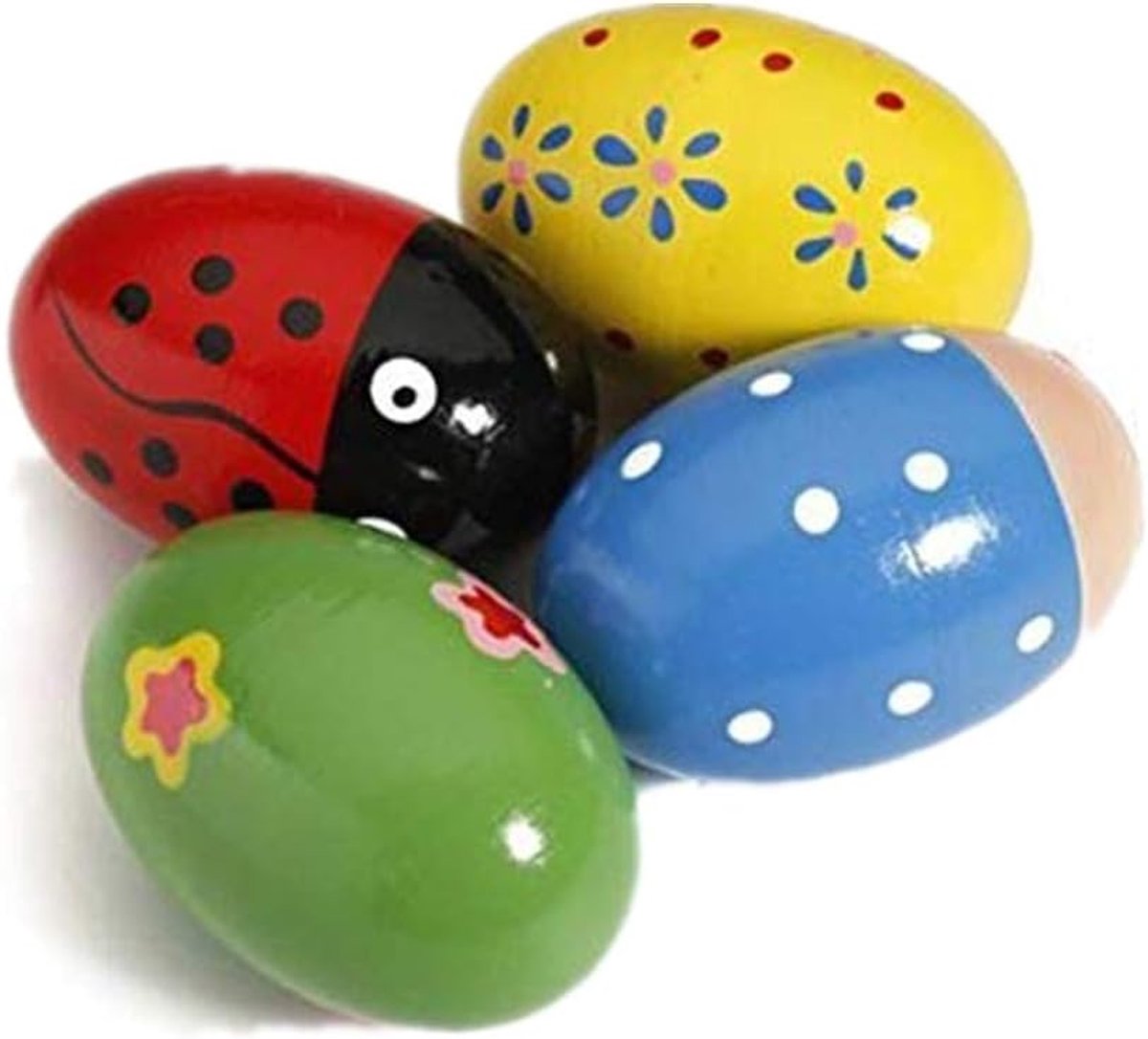 4 stuks Kids Baby houten ei maracas shakers, muziek percussie