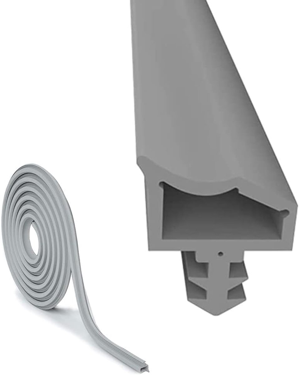 10 m, grijs, rubberen afdichting voor kamerdeur, met 4 mm groefbreedte, 7 mm groefdiepte 12 mm sponning, grijs