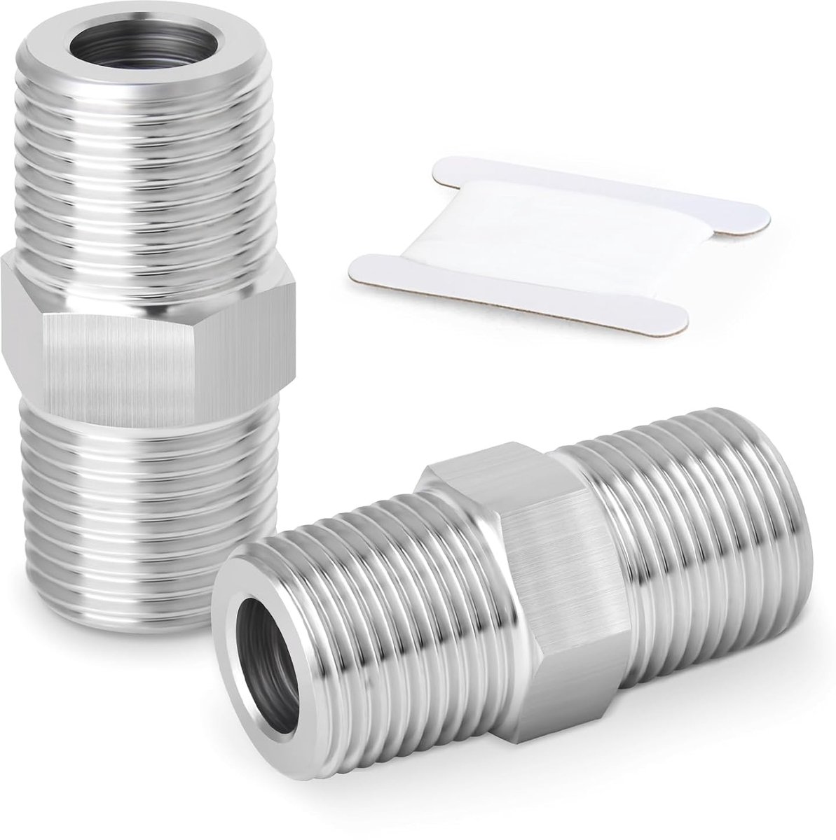 2 stuks 304 roestvrijstalen zeskantnippel buisfitting, 3/8" BSP mannelijke buis x 3/8" BSP mannelijke buisadapter rechte connector