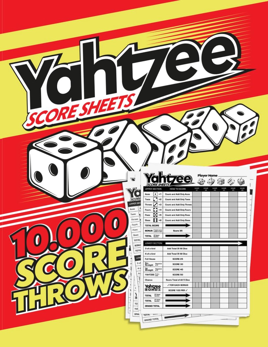 Yahtzee scorebladen - 100+ pagina's met 10000 scores - ideaal voor spelletjesavonden - ShopVlot