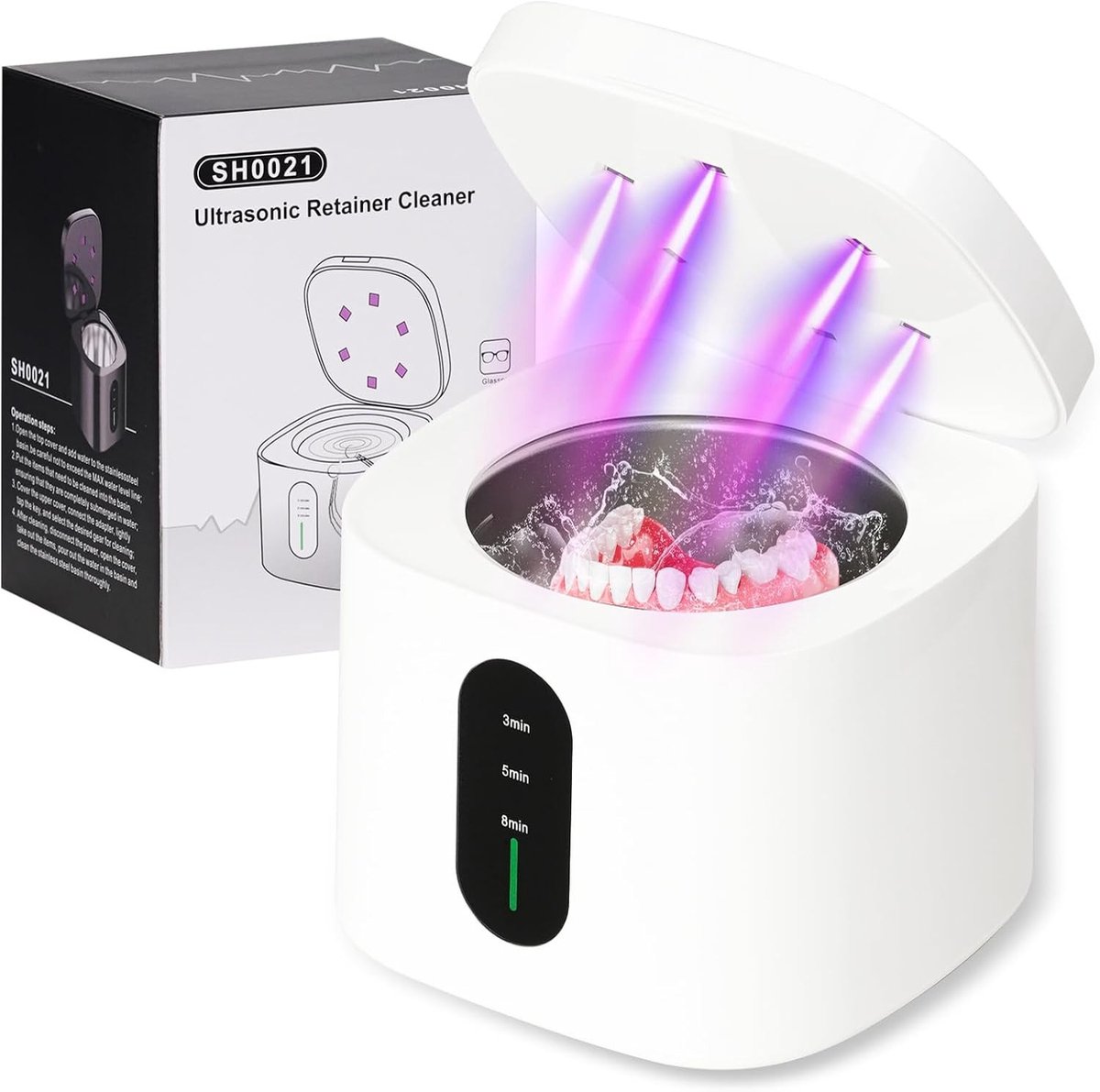 Ultrasoon reiniger voor tandvervanging en sieraden, 50 kHz, 3 modi, 150 ml, 21 W, effectief en gebruiksvriendelijk