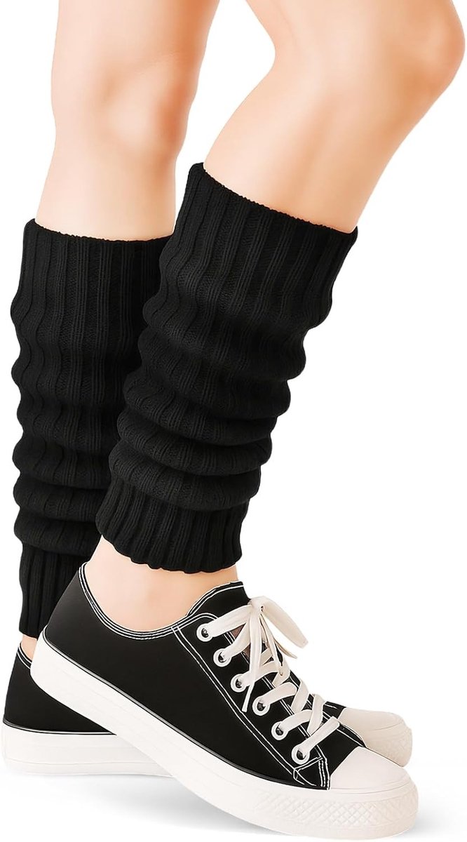 Kniehoge Zwarte Legwarmers voor Dames - Perfect voor Ballet, Yoga en Feestjes