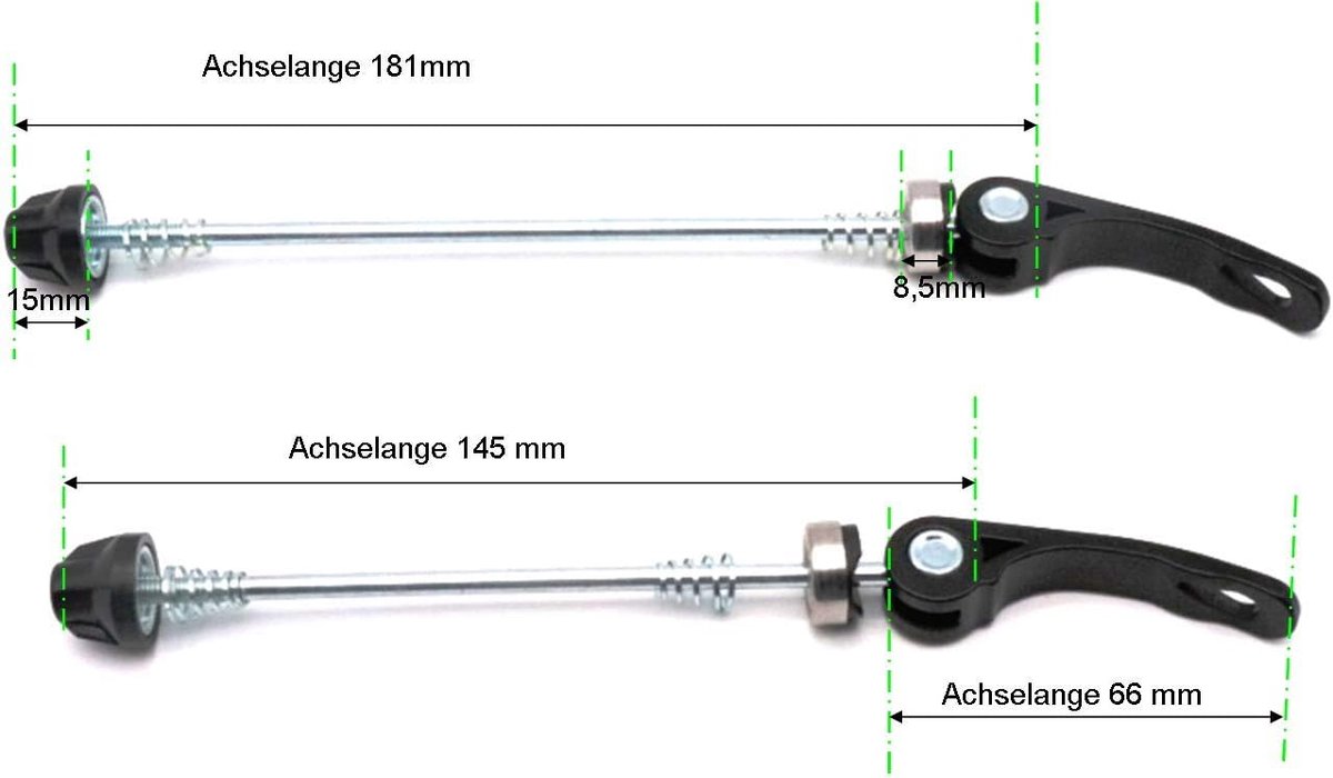 Snelspanner voor en achter snelsluiting; MTB-snelsluiting;